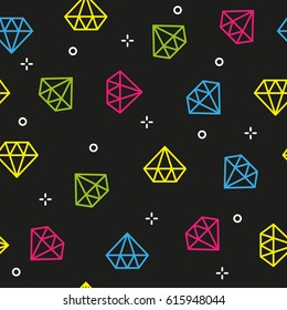Diamond colorful dark seamless pattern vector illustration