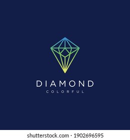 diamond colorful logo vector with line design concept