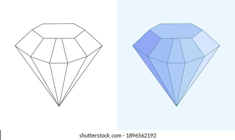 Diamond coloring book or page, vector illustration.