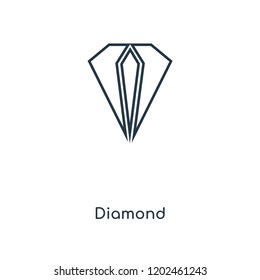 Diamond concept line icon. Linear Diamond concept outline symbol design. This simple element illustration can be used for web and mobile UI/UX.