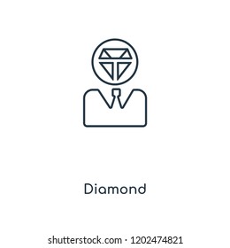 Diamond concept line icon. Linear Diamond concept outline symbol design. This simple element illustration can be used for web and mobile UI/UX.