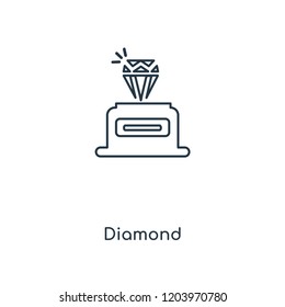 Diamond concept line icon. Linear Diamond concept outline symbol design. This simple element illustration can be used for web and mobile UI/UX.