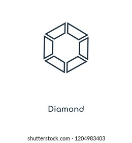 Diamond concept line icon. Linear Diamond concept outline symbol design. This simple element illustration can be used for web and mobile UI/UX.