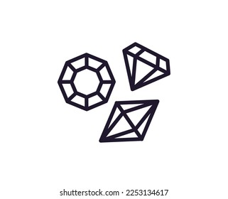 Diamond concept. Single premium editable stroke pictogram perfect for logos, mobile apps, online shops and web sites. Vector symbol isolated on white background. 