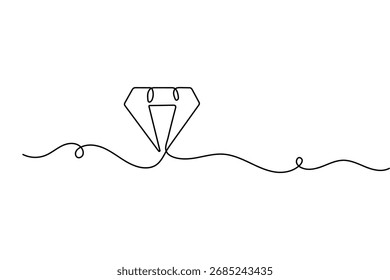 Diseño de Ilustración vectorial de contorno aislado de estilo minimalista de dibujo continuo de una línea de diamante