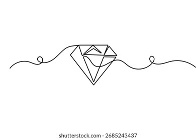 Diamante contínuo uma linha desenho estilo minimalista isolado contorno vetor ilustração design