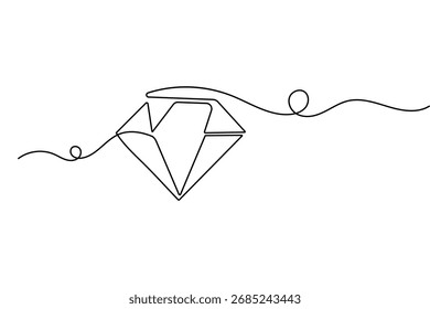 Diseño de Ilustración vectorial de contorno aislado de estilo minimalista de dibujo continuo de una línea de diamante