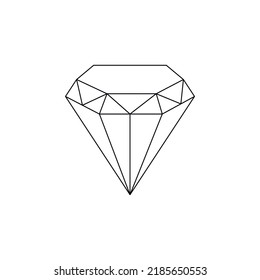 Ilustración vectorial de icono de contorno de diamante. Dibujo de líneas de arte mínimo con silueta brillante geométrica.
