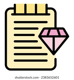 Diamond creative icon outline vector. Lamp solution. Idea business color flat