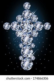 Diamond cross, greeting card, vector illustration
