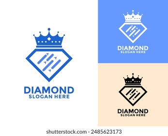 Diamond Crown with arrow, King Finance logo vector, Creative Finance logo icon template