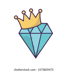 diamond with crown icon on white background vector illustration