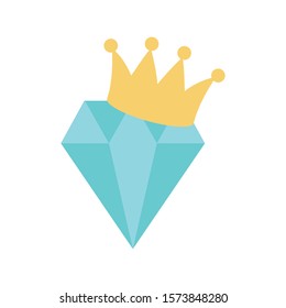 diamond with crown icon on white background vector illustration