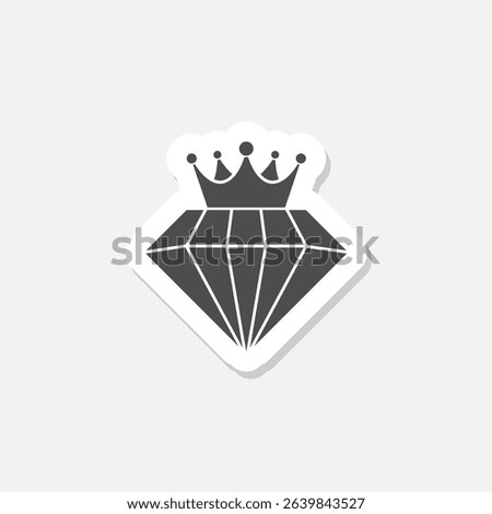 Diamond crown icon sticker isolated on gray background