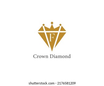 Das Logo der Diamanten-Krone-Logo Symbol Symbol Design mit Buchstabe F. Design des Diamond King-Logos. Logo-Vorlage für Vektorgrafiken