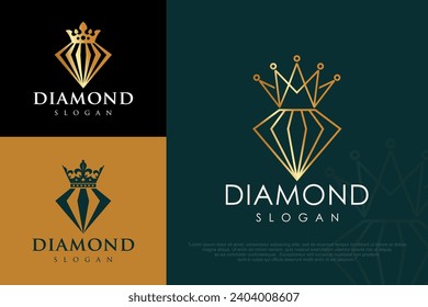 Diamond Crown Logo Concept sign icon symbol Design . Diamond King Design .  Vector illustration