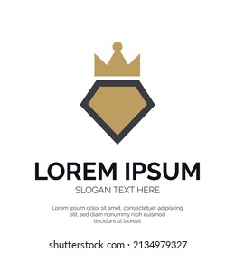 Diamond and Crown Logo Design Premium Vector