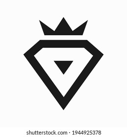 Diamante con plantilla de diseño de logotipo de la corona, ilustración vectorial.	