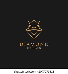 Plantilla de diseño de logotipos de diamantes y coronas