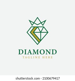 Plantilla de diseño de logotipos de diamantes y coronas