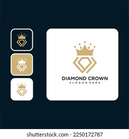 diamond with crown logo design template