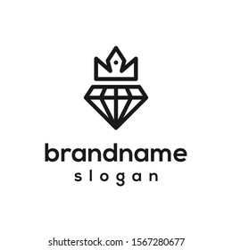 diamond crown logo design vector