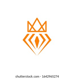 Diamond with crown logo design vector template illustration