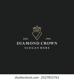 Diamond crown logo vector hipster vintage icon illustration