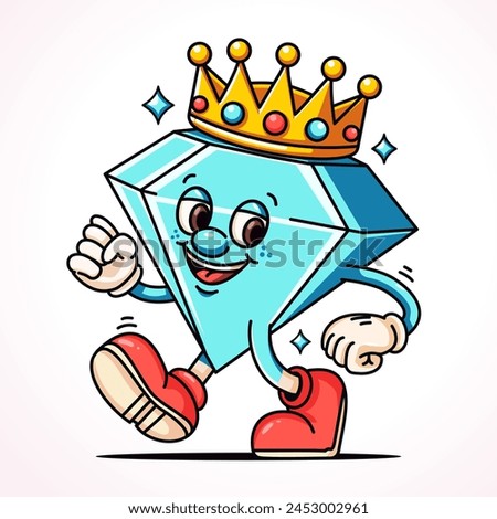 Diamond with crown on head, cartoon mascot