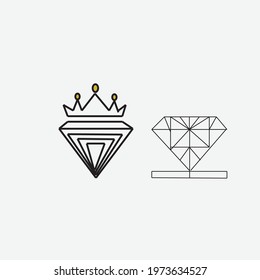 Diamond and crown vector art