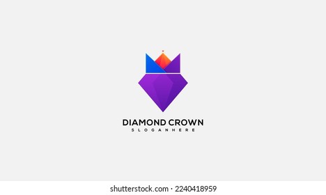 Icono de la ilustración del logotipo del vector de la corona de diamantes