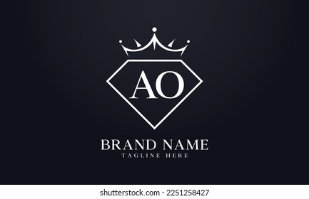 Diamond crown vector. Luxury queen logo for jewelry vector with letters