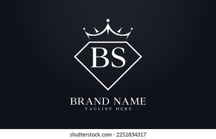 Vector de corona de diamante. Logotipo de reina de lujo para vectores de joyería con letras