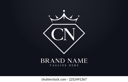 Vector de corona de diamante. Logotipo de reina de lujo para vectores de joyería con letras