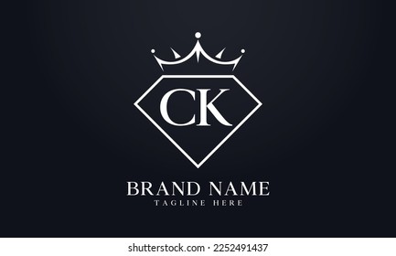 Vector de corona de diamante. Logotipo de reina de lujo para vectores de joyería con letras