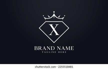 Diamond crown vector. Luxury queen logo for jewelry vector with letters