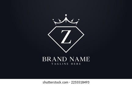 Diamond crown vector. Luxury queen logo for jewelry vector with letters