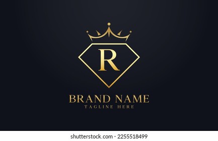 Diamond crown vector. Luxury queen logo for jewelry vector with letters