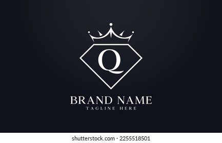 Diamantkrone Vektorgrafik. Luxusqueen-Logo für Schmuckvektor mit Buchstaben