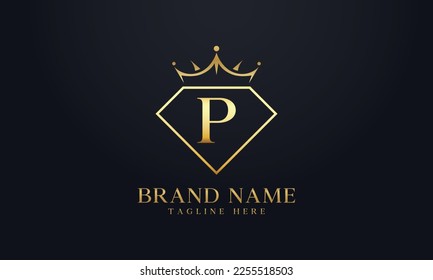 Diamond crown vector. Luxury queen logo for jewelry vector with letters