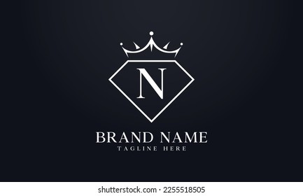 Diamond crown vector. Luxury queen logo for jewelry vector with letters