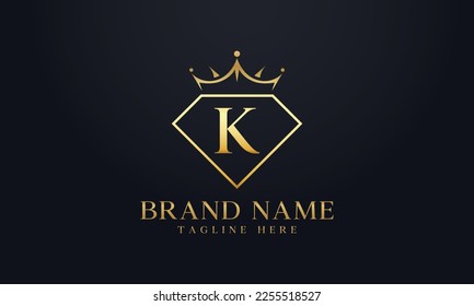 Diamond crown vector. Luxury queen logo for jewelry vector with letters