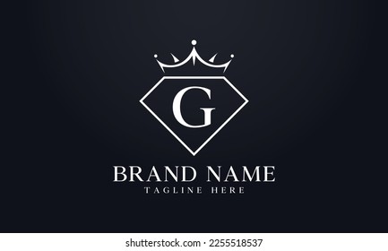 Diamond crown vector. Luxury queen logo for jewelry vector with letters