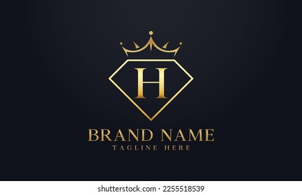 Diamond crown vector. Luxury queen logo for jewelry vector with letters