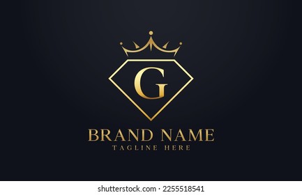 Diamond crown vector. Luxury queen logo for jewelry vector with letters