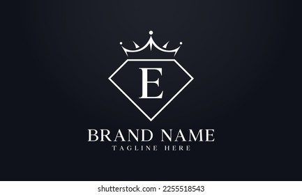 Diamond crown vector. Luxury queen logo for jewelry vector with letters