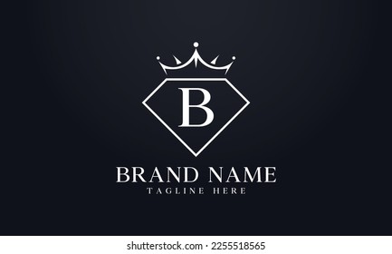Diamantkrone Vektorgrafik. Luxusqueen-Logo für Schmuckvektor mit Buchstaben