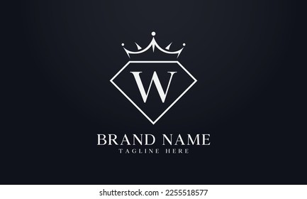 Diamond crown vector. Luxury queen logo for jewelry vector with letters