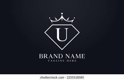 Diamond crown vector. Luxury queen logo for jewelry vector with letters