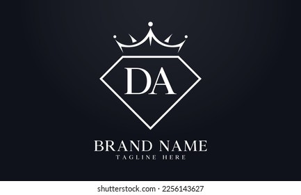 Diamond crown vector. Luxury queen logo for jewelry vector with letters